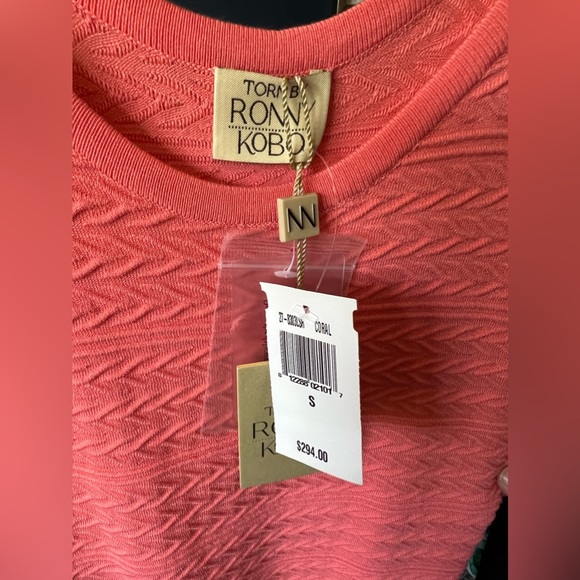 Torn By Ronny Kobo - Coral Textured Drop Waist Dress Sz S NWT - Picture 4 of 7